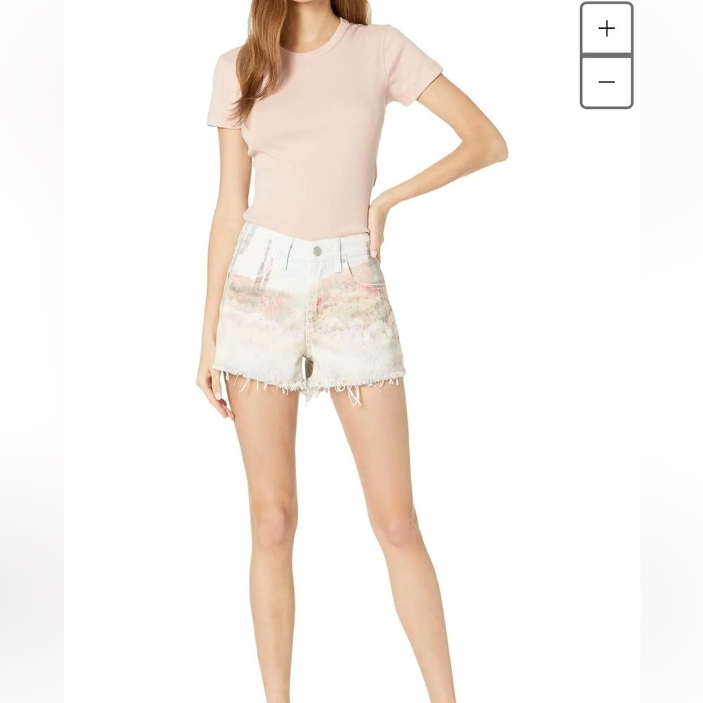 Blank NYC Photo Print Denim Shorts in Desert Bloom